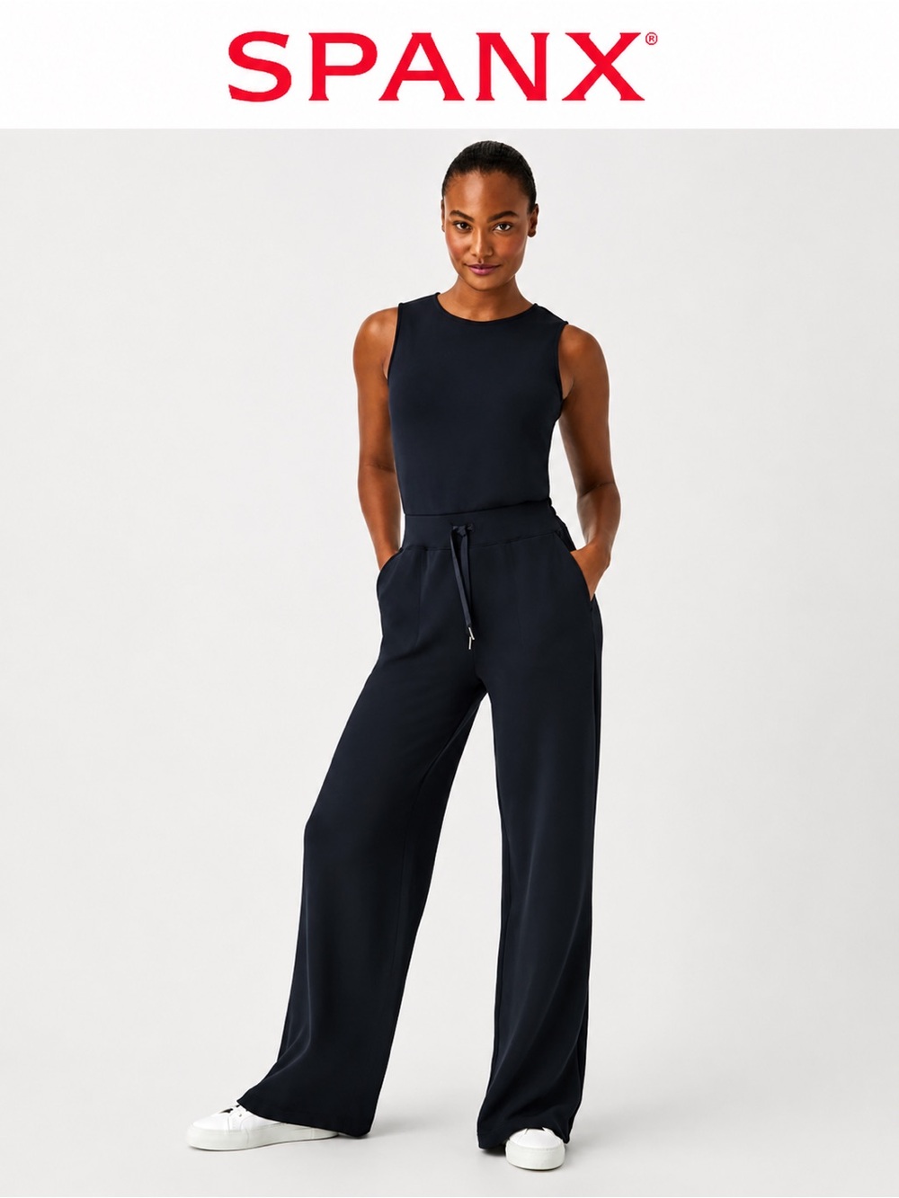 SPANX AirEssentials Black Sleeveless Wide Leg Jumpsuit Size 3X